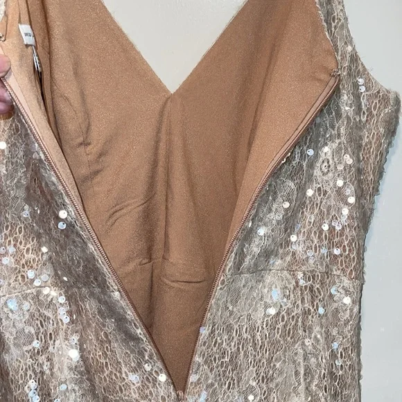 open lace back dress Dress the Population Womens Sharon Bodycon Maxi Special Occasion, Brushed  Gold Multi, XX-Small US at Amazon Women's Clothing store